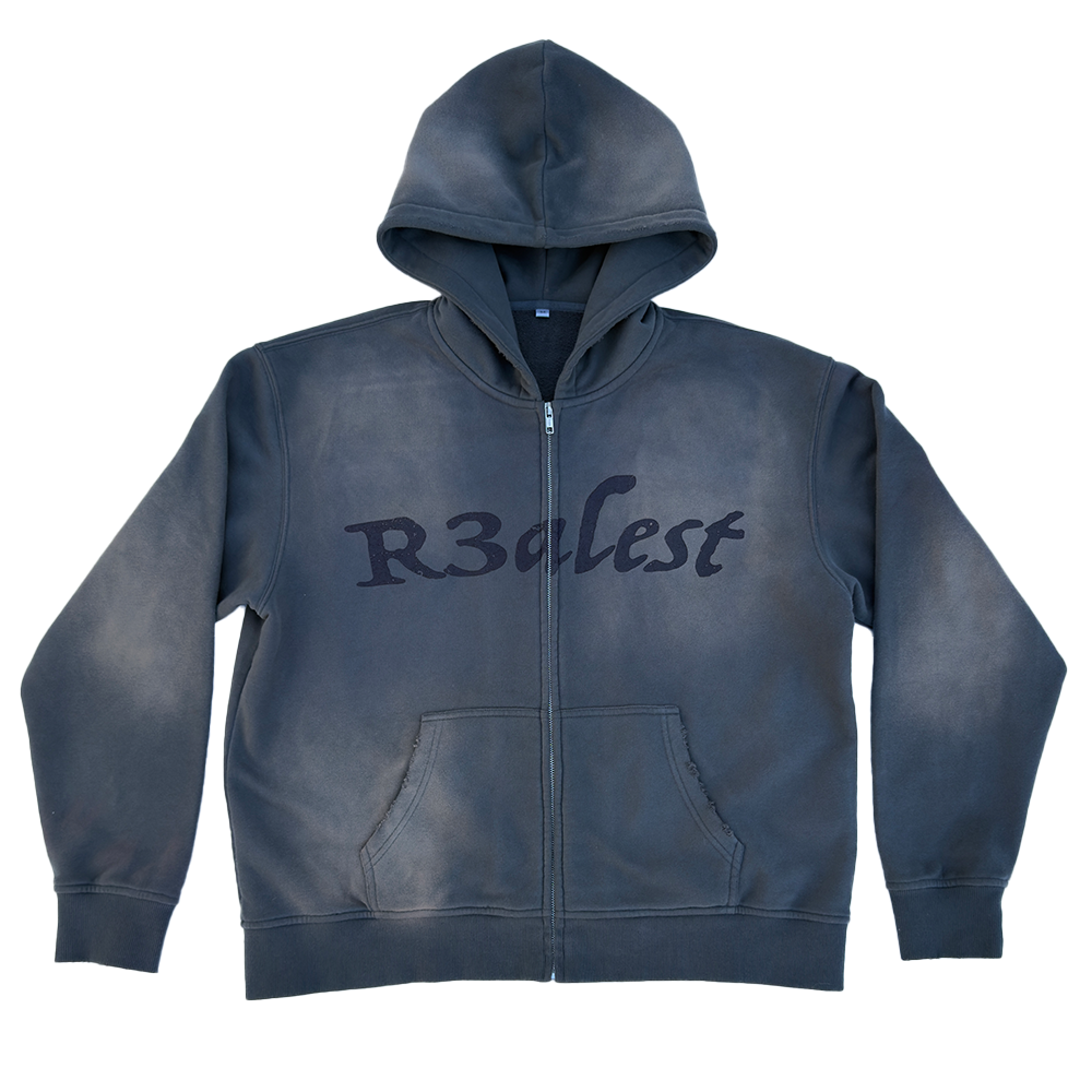 Grey R3ALEST Zip-up Hoodie (Pre-Order)